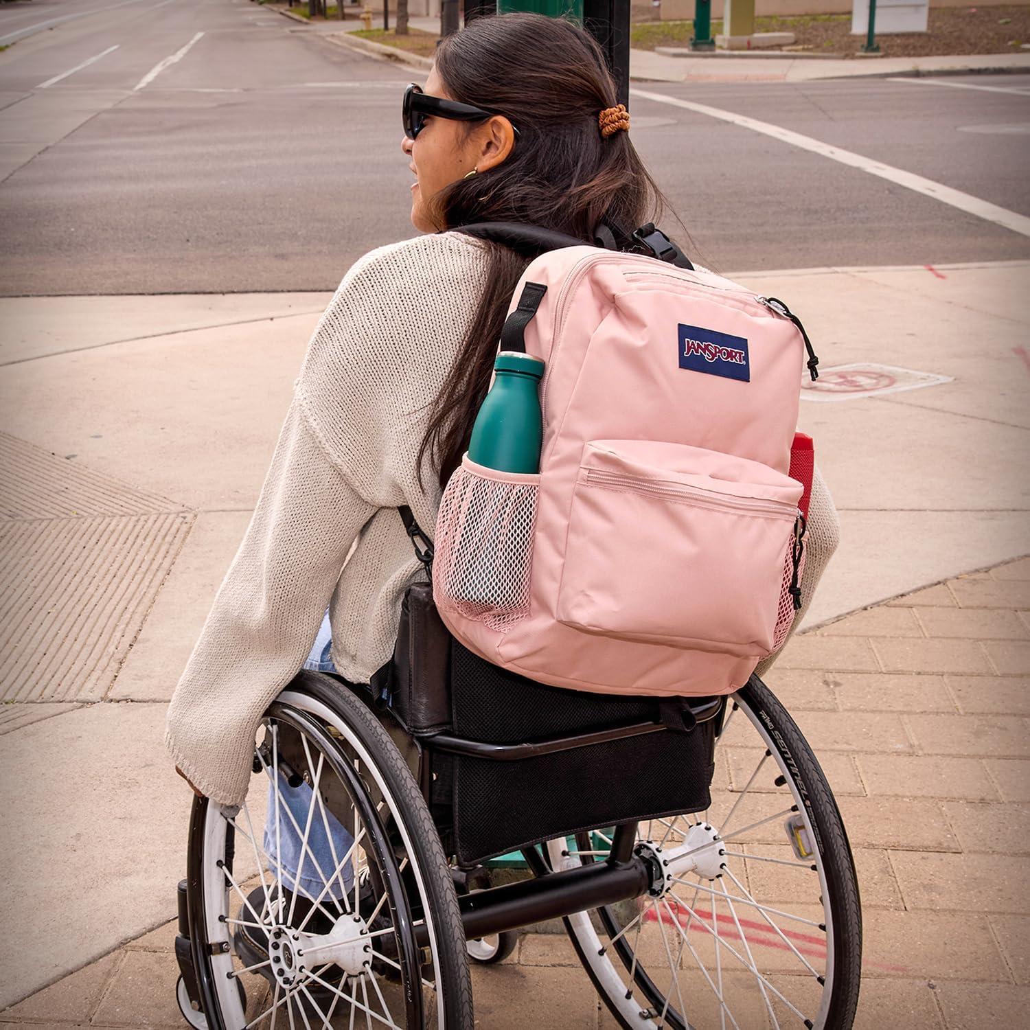 imageJanSport Central Adaptive Backpack  Wheelchair ampamp Walker Compatible TuckAway Shoulder Straps Adjustable Backrest Loops ampamp Anchor Straps Iconic Design RedMulti Hippie DaysMia Brown Mint Julep