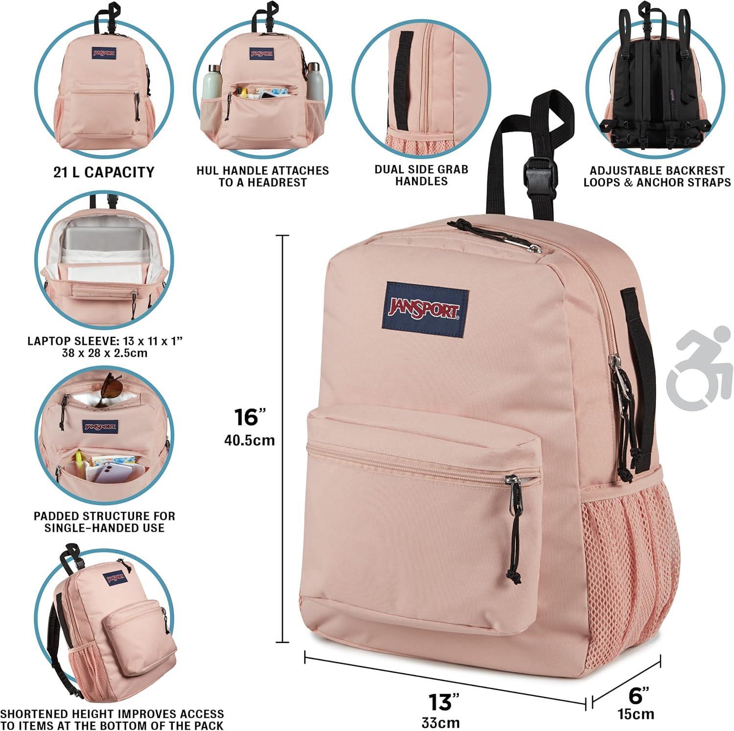 imageJanSport Central Adaptive Backpack  Wheelchair ampamp Walker Compatible TuckAway Shoulder Straps Adjustable Backrest Loops ampamp Anchor Straps Iconic Design RedMulti Hippie DaysMisty Rose