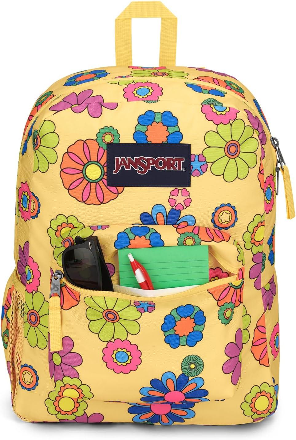 imageJanSport Cross Town Backpack 17quot x 125quot x 6quot Simple Bag for Everyone with 1 Main Compartment Front Utility Pocket Premium Class Accessories BlackPower to the Flower