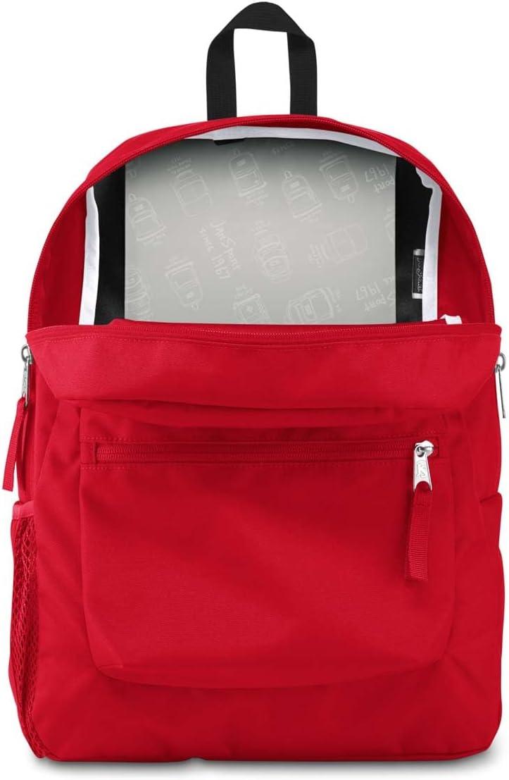 imageJanSport Cross Town Backpack 17quot x 125quot x 6quot Simple Bag for Everyone with 1 Main Compartment Front Utility Pocket Premium Class Accessories BlackRed Tape