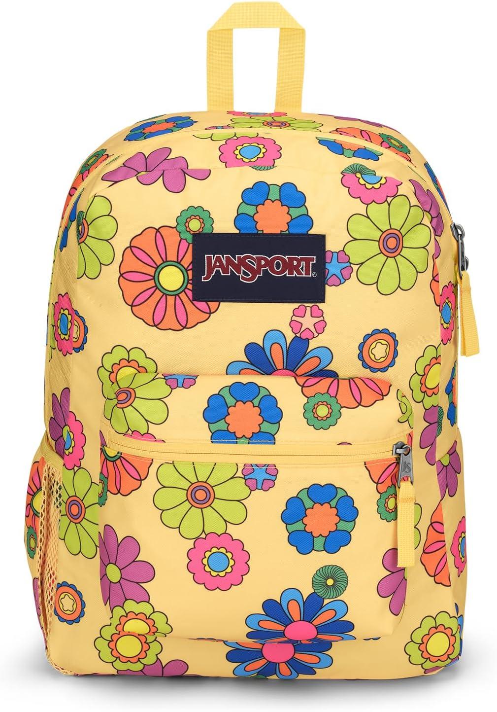 imageJanSport Cross Town Backpack 17quot x 125quot x 6quot Simple Bag for Everyone with 1 Main Compartment Front Utility Pocket Premium Class Accessories BlackPower to the Flower