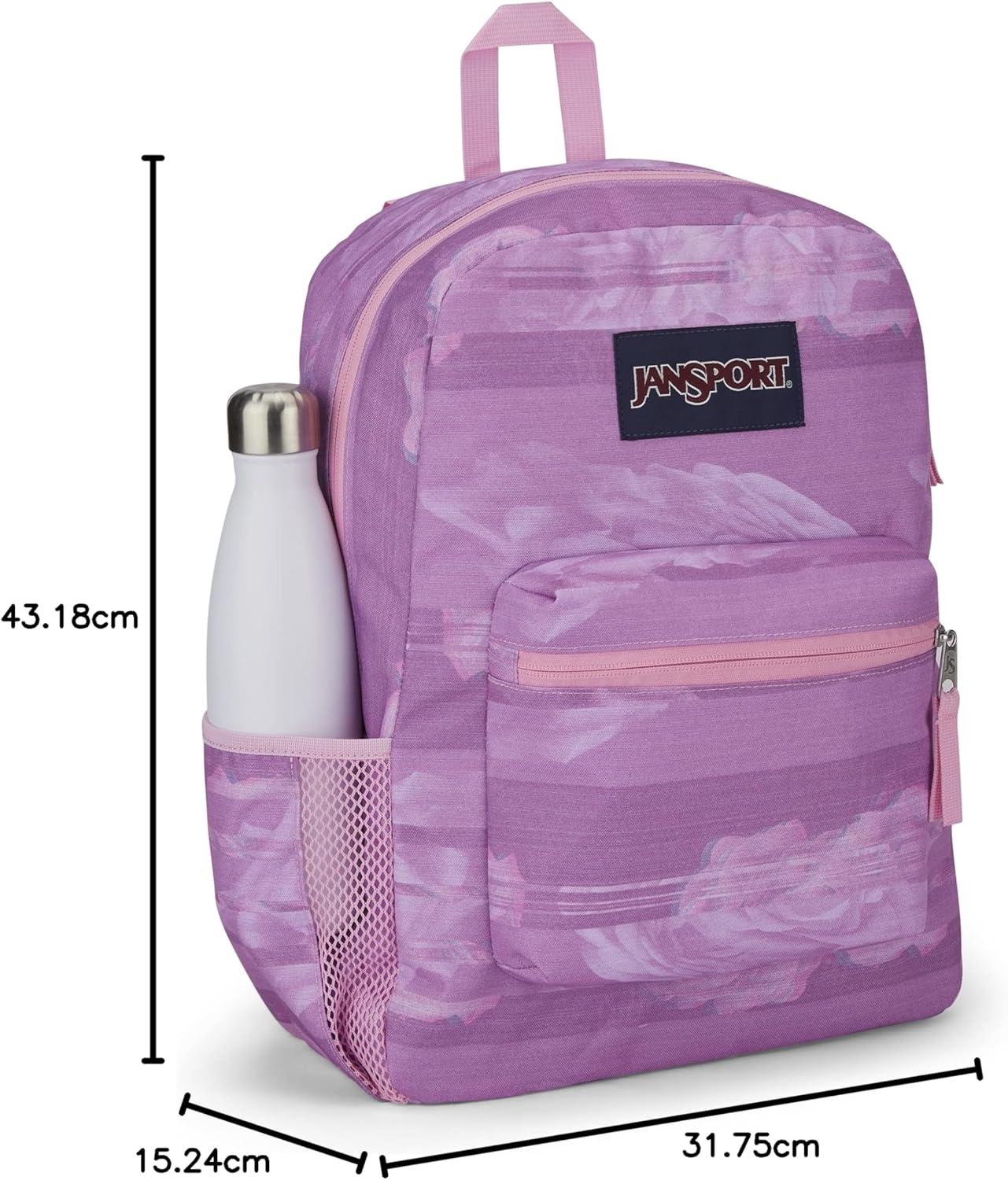 imageJanSport Cross Town Backpack 17quot x 125quot x 6quot Simple Bag for Everyone with 1 Main Compartment Front Utility Pocket Premium Class Accessories BlackStatic Rose