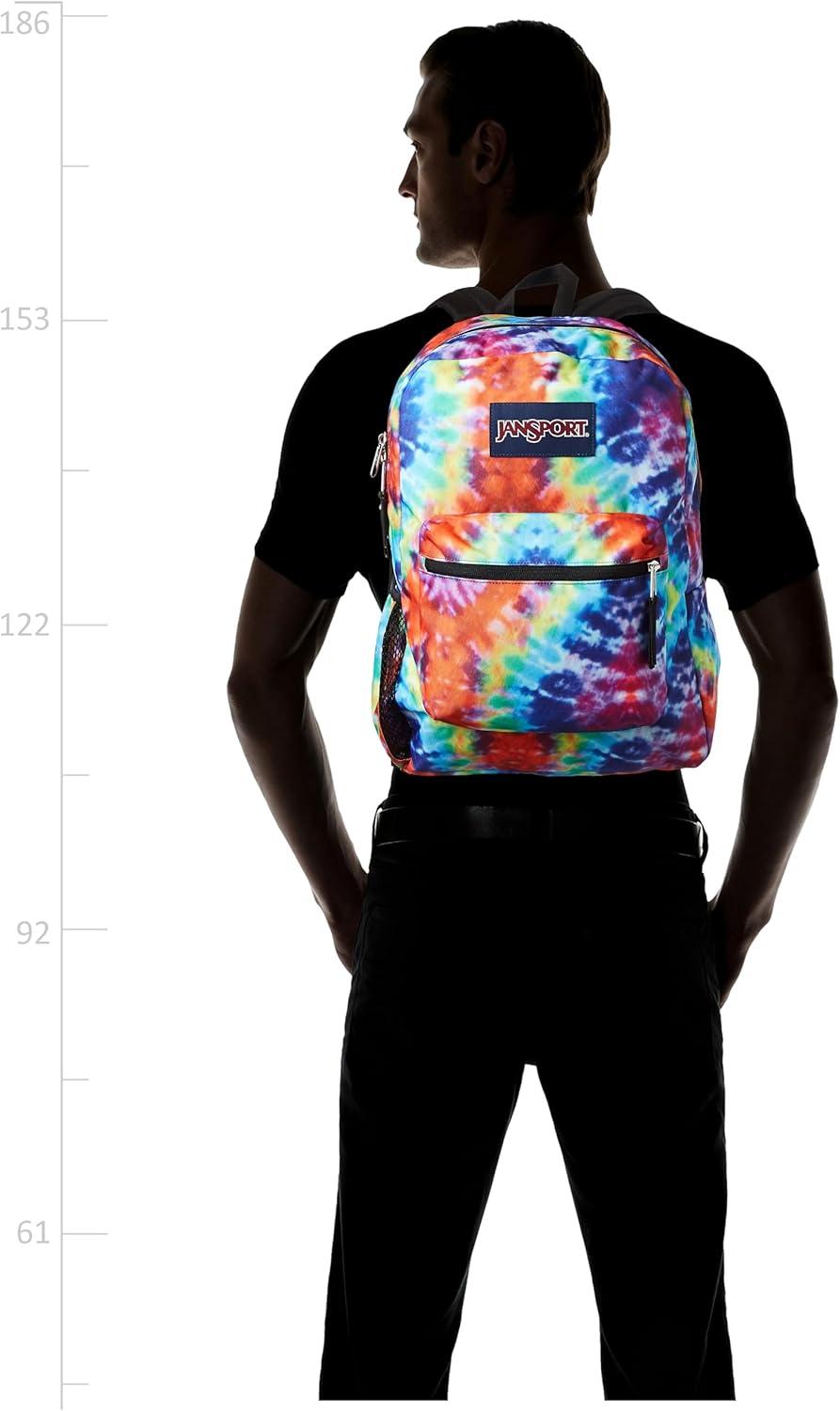 imageJanSport Cross Town Backpack 17quot x 125quot x 6quot Simple Bag for Everyone with 1 Main Compartment Front Utility Pocket Premium Class Accessories BlackRed Multi Hippie Days