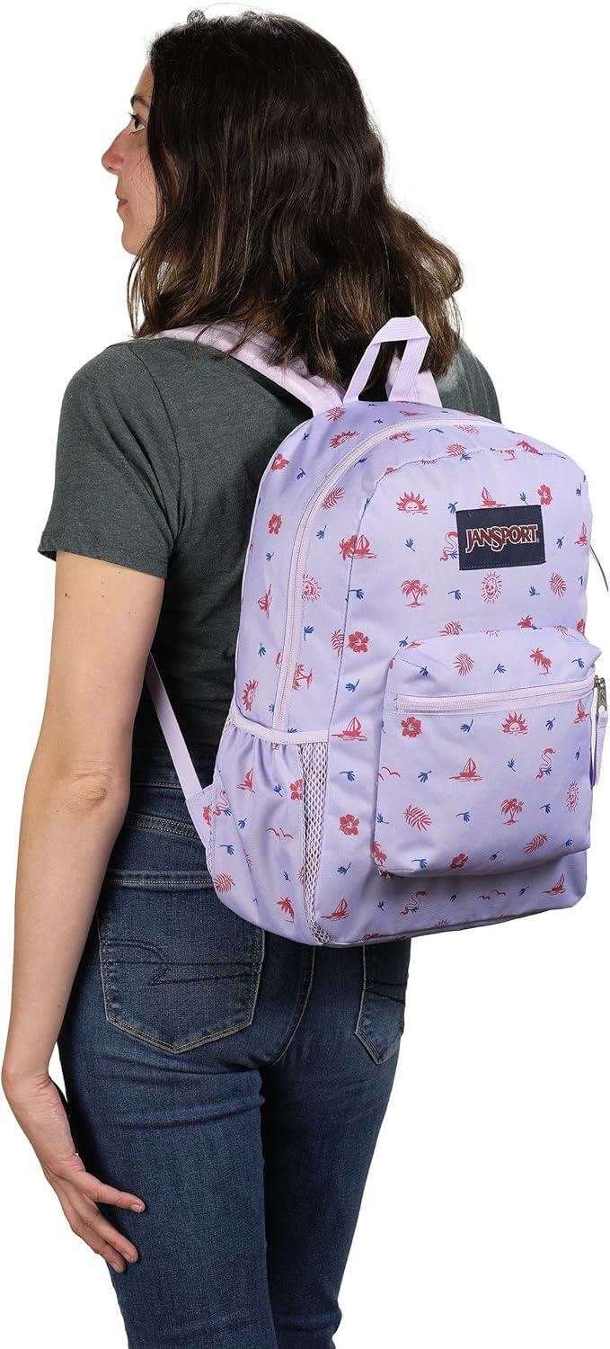 imageJanSport Cross Town Backpack 17quot x 125quot x 6quot Simple Bag for Everyone with 1 Main Compartment Front Utility Pocket Premium Class Accessories BlackLagoon Luau