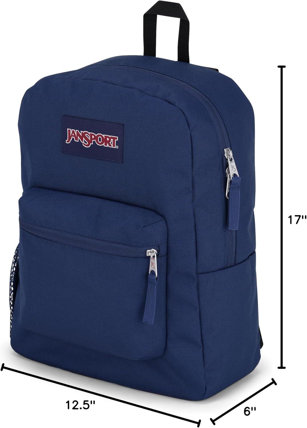 imageJanSport Cross Town Backpack 17quot x 125quot x 6quot Simple Bag for Everyone with 1 Main Compartment Front Utility Pocket Premium Class Accessories BlackNavy