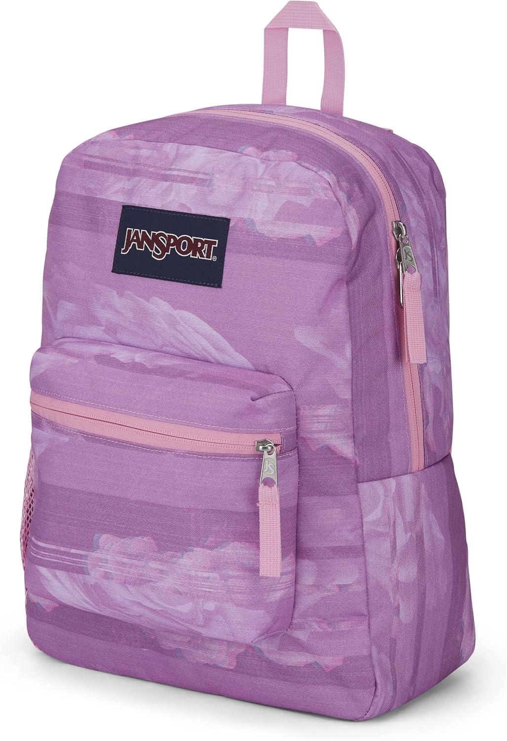 imageJanSport Cross Town Backpack 17quot x 125quot x 6quot Simple Bag for Everyone with 1 Main Compartment Front Utility Pocket Premium Class Accessories BlackStatic Rose