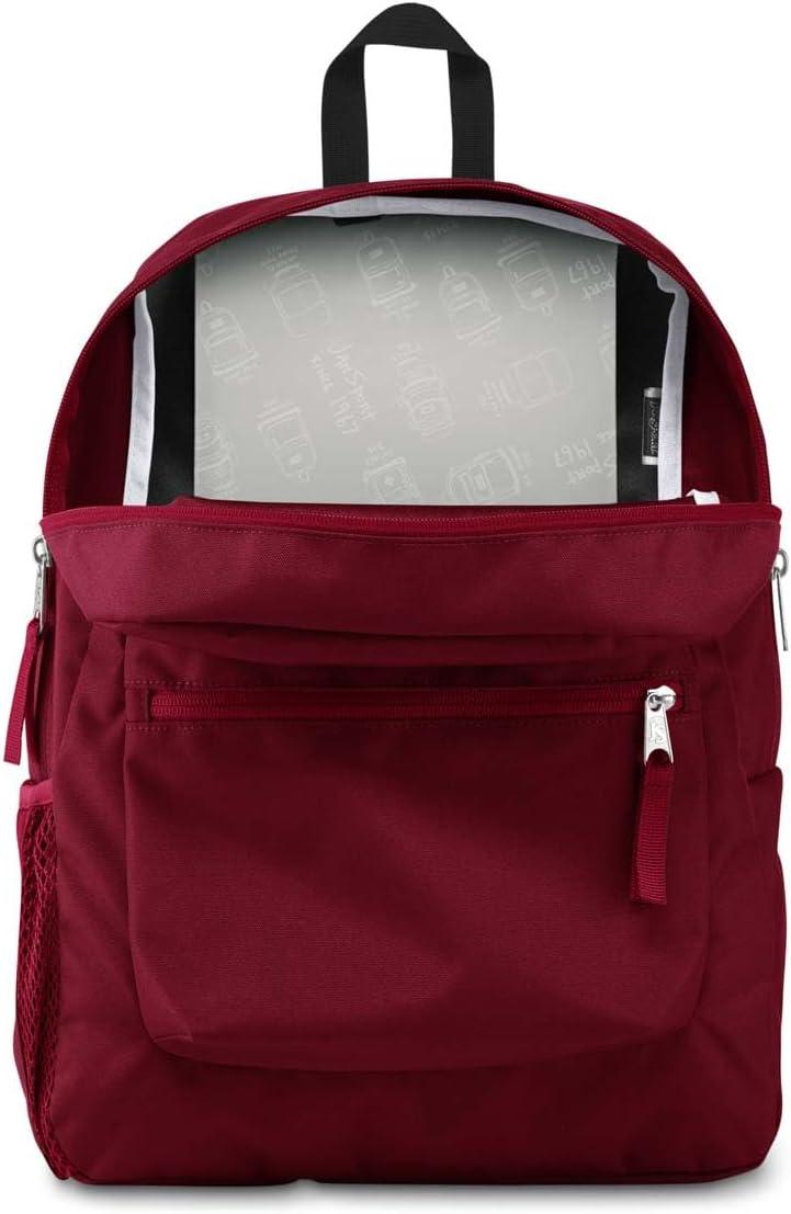imageJanSport Cross Town Backpack 17quot x 125quot x 6quot Simple Bag for Everyone with 1 Main Compartment Front Utility Pocket Premium Class Accessories BlackRusset Red