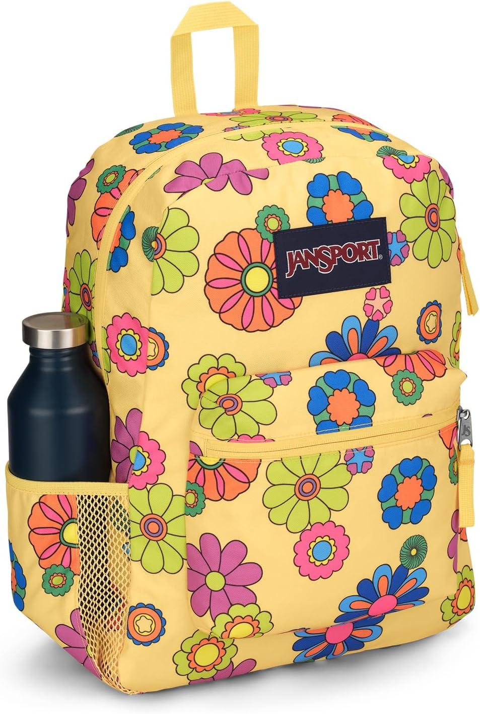 imageJanSport Cross Town Backpack 17quot x 125quot x 6quot Simple Bag for Everyone with 1 Main Compartment Front Utility Pocket Premium Class Accessories BlackPower to the Flower