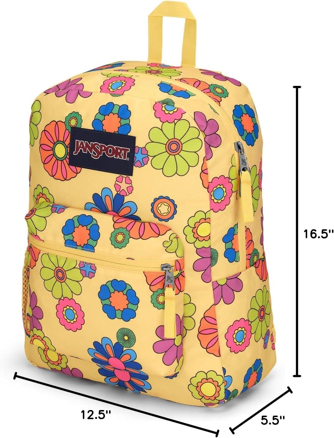 imageJanSport Cross Town Backpack 17quot x 125quot x 6quot Simple Bag for Everyone with 1 Main Compartment Front Utility Pocket Premium Class Accessories BlackPower to the Flower