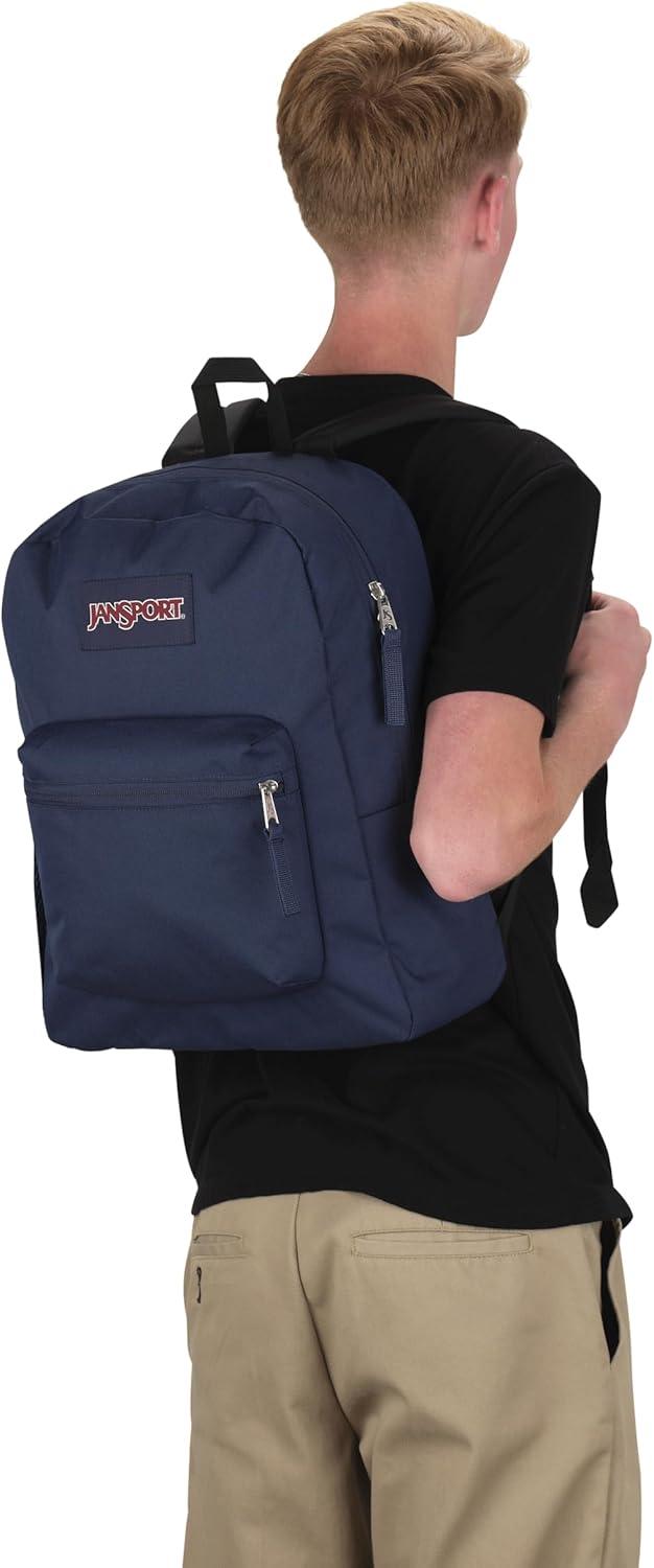 imageJanSport Cross Town Backpack 17quot x 125quot x 6quot Simple Bag for Everyone with 1 Main Compartment Front Utility Pocket Premium Class Accessories BlackNavy
