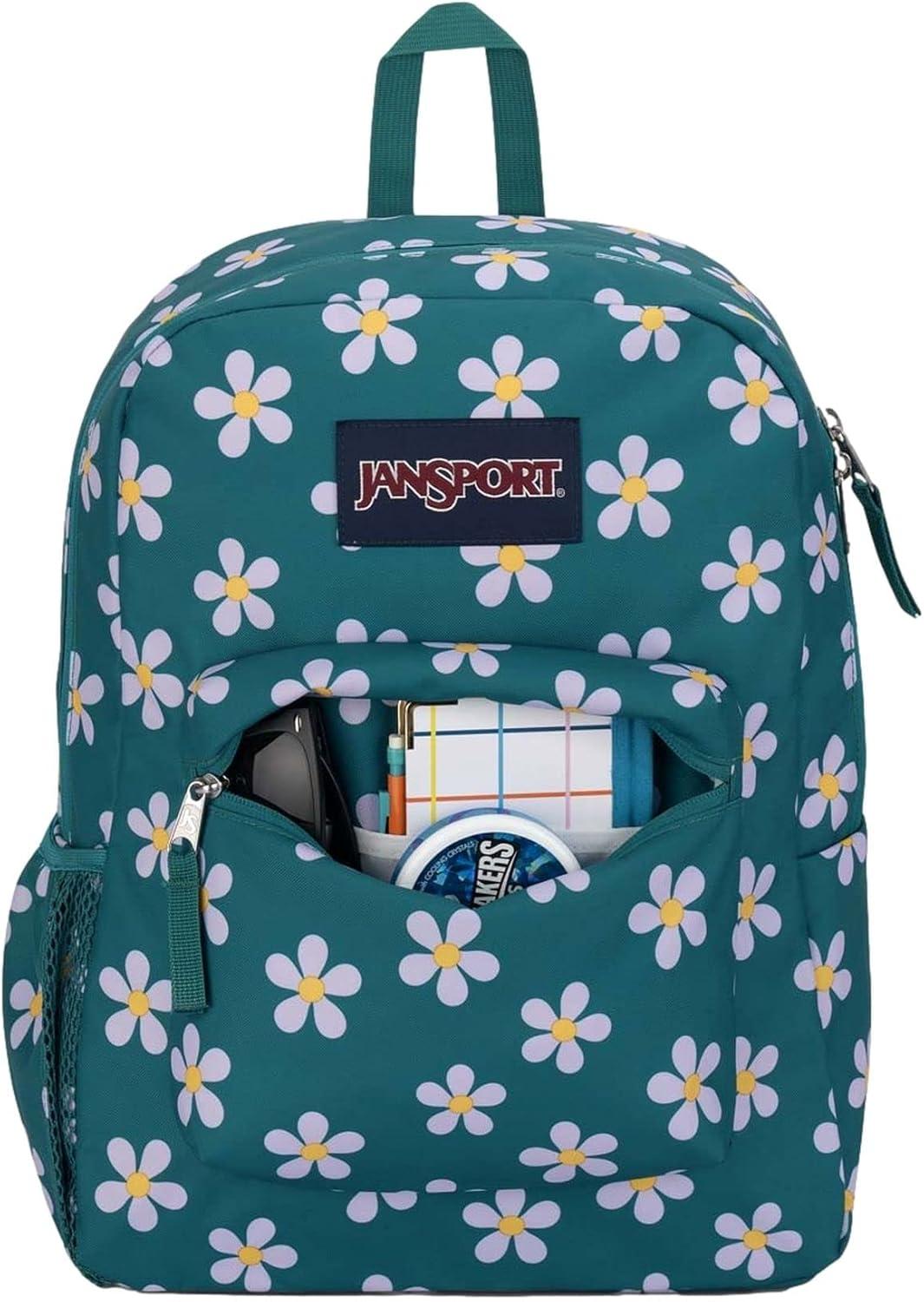 imageJanSport Cross Town Backpack 17quot x 125quot x 6quot Simple Bag for Everyone with 1 Main Compartment Front Utility Pocket Premium Class Accessories BlackPrecious Petals