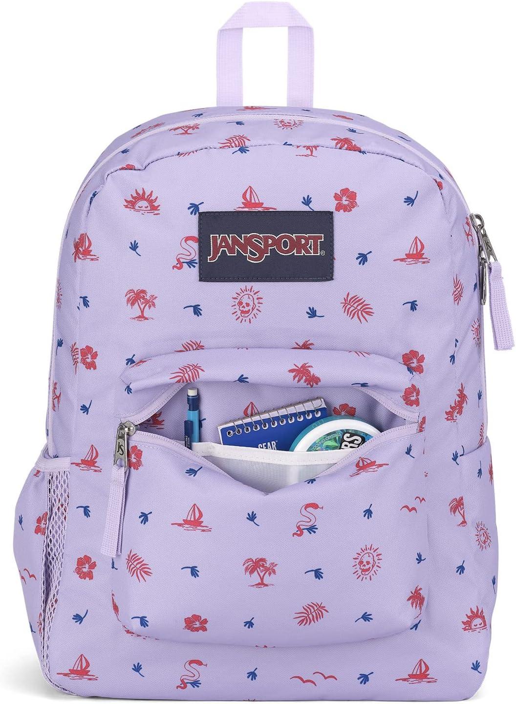 imageJanSport Cross Town Backpack 17quot x 125quot x 6quot Simple Bag for Everyone with 1 Main Compartment Front Utility Pocket Premium Class Accessories BlackLagoon Luau