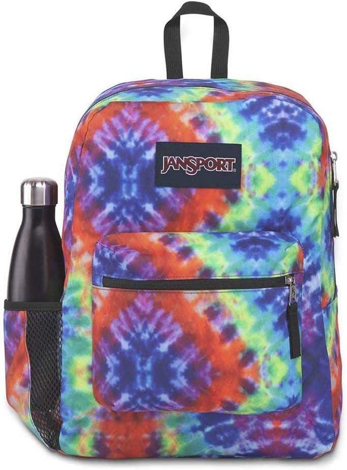 imageJanSport Cross Town Backpack 17quot x 125quot x 6quot Simple Bag for Everyone with 1 Main Compartment Front Utility Pocket Premium Class Accessories BlackRed Multi Hippie Days