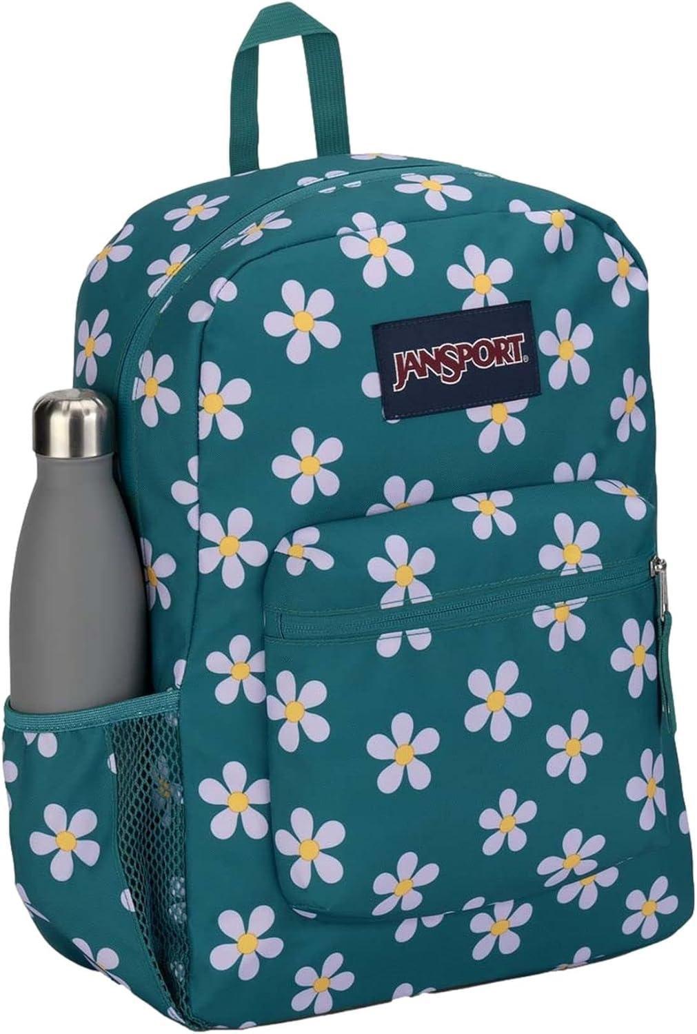 imageJanSport Cross Town Backpack 17quot x 125quot x 6quot Simple Bag for Everyone with 1 Main Compartment Front Utility Pocket Premium Class Accessories BlackPrecious Petals