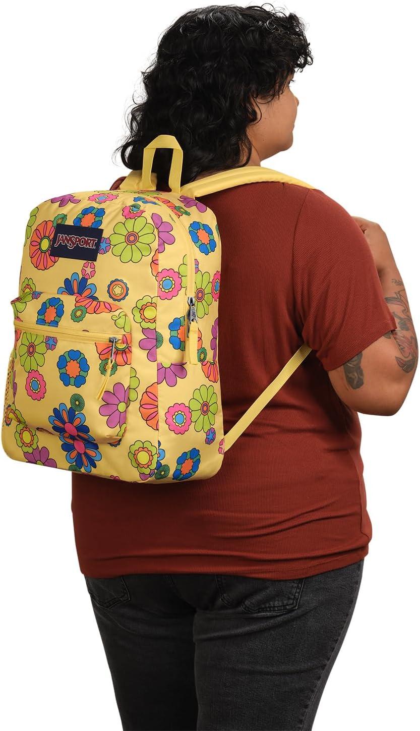 imageJanSport Cross Town Backpack 17quot x 125quot x 6quot Simple Bag for Everyone with 1 Main Compartment Front Utility Pocket Premium Class Accessories BlackPower to the Flower