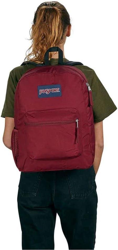 imageJanSport Cross Town Backpack 17quot x 125quot x 6quot Simple Bag for Everyone with 1 Main Compartment Front Utility Pocket Premium Class Accessories BlackRusset Red