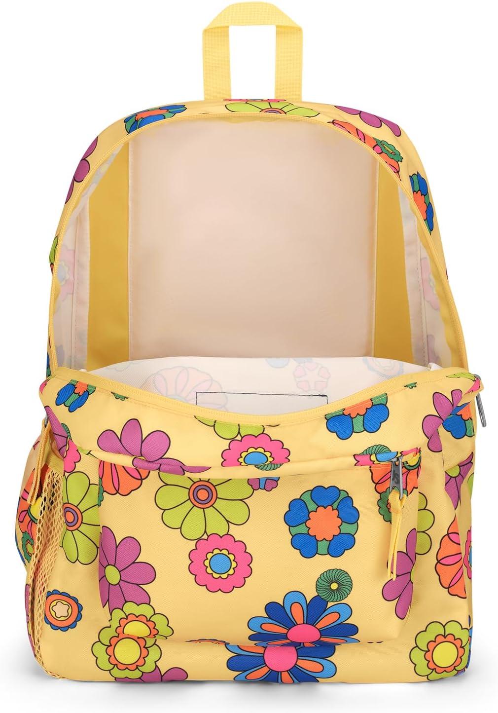 imageJanSport Cross Town Backpack 17quot x 125quot x 6quot Simple Bag for Everyone with 1 Main Compartment Front Utility Pocket Premium Class Accessories BlackPower to the Flower