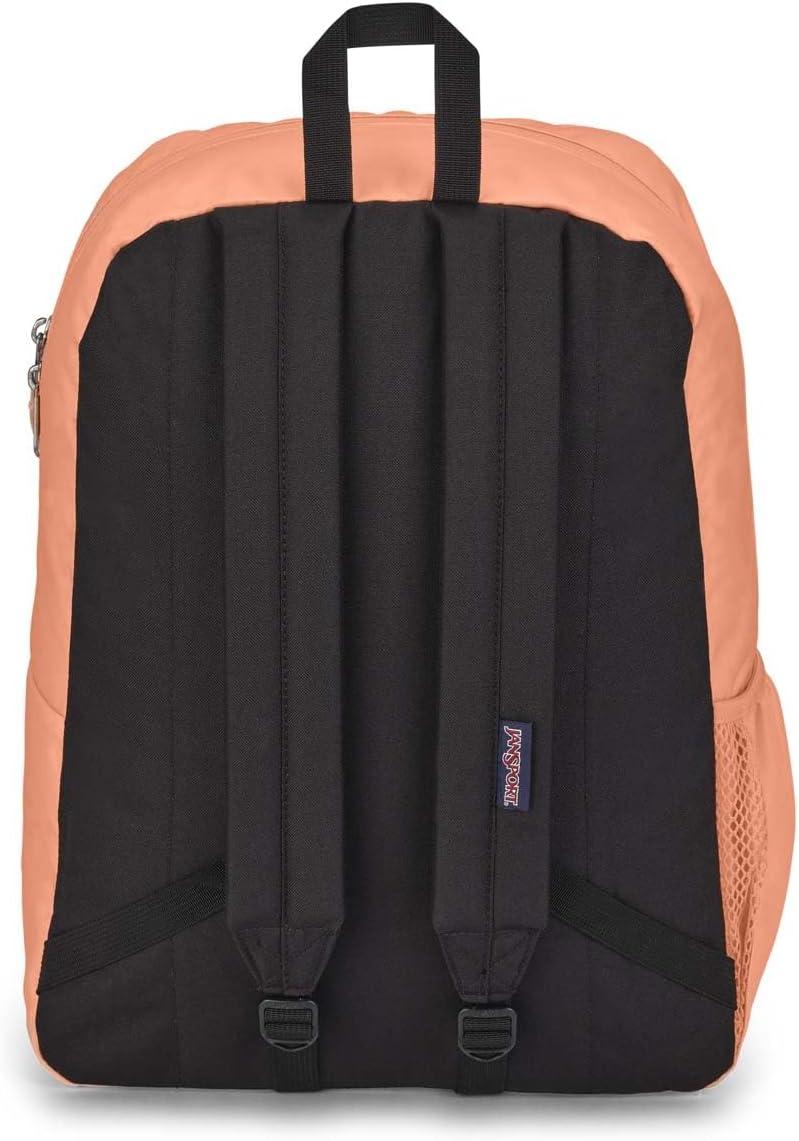 imageJanSport Cross Town Backpack 17quot x 125quot x 6quot Simple Bag for Everyone with 1 Main Compartment Front Utility Pocket Premium Class Accessories BlackPeach Neon