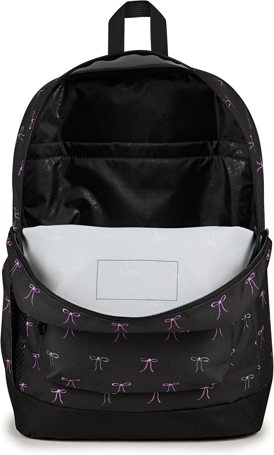 imageJanSport Cross Town Plus Backpack  Large Main Compartment Side Water Bottle Pocket 15Inch Padded Laptop Sleeve  BlackBad Bows