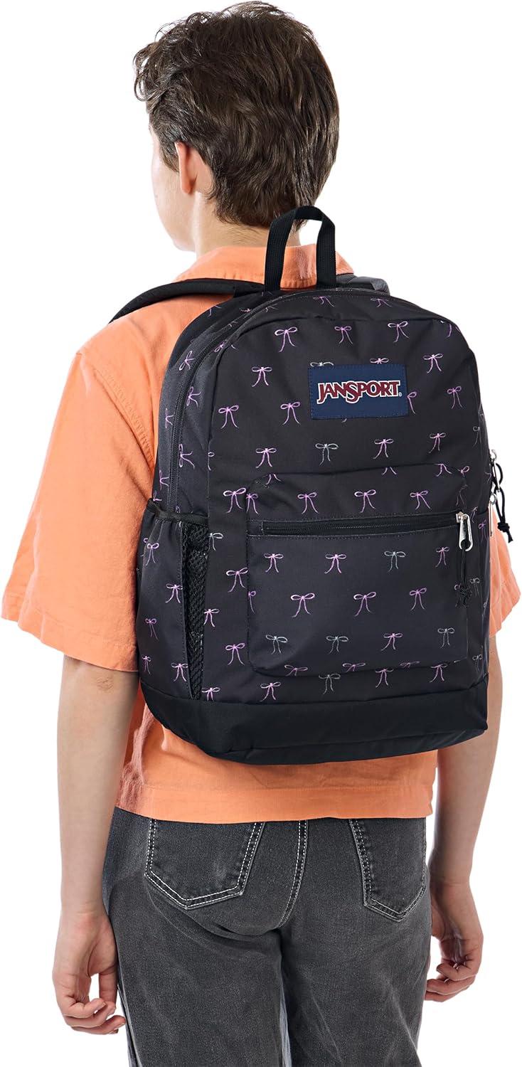 imageJanSport Cross Town Plus Backpack  Large Main Compartment Side Water Bottle Pocket 15Inch Padded Laptop Sleeve  BlackBad Bows
