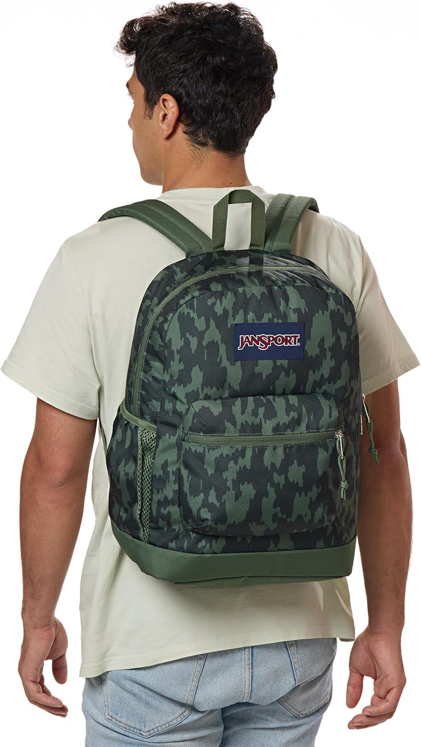 imageJanSport Cross Town Plus Backpack  Large Main Compartment Side Water Bottle Pocket 15Inch Padded Laptop Sleeve  BlackCamo Illusion