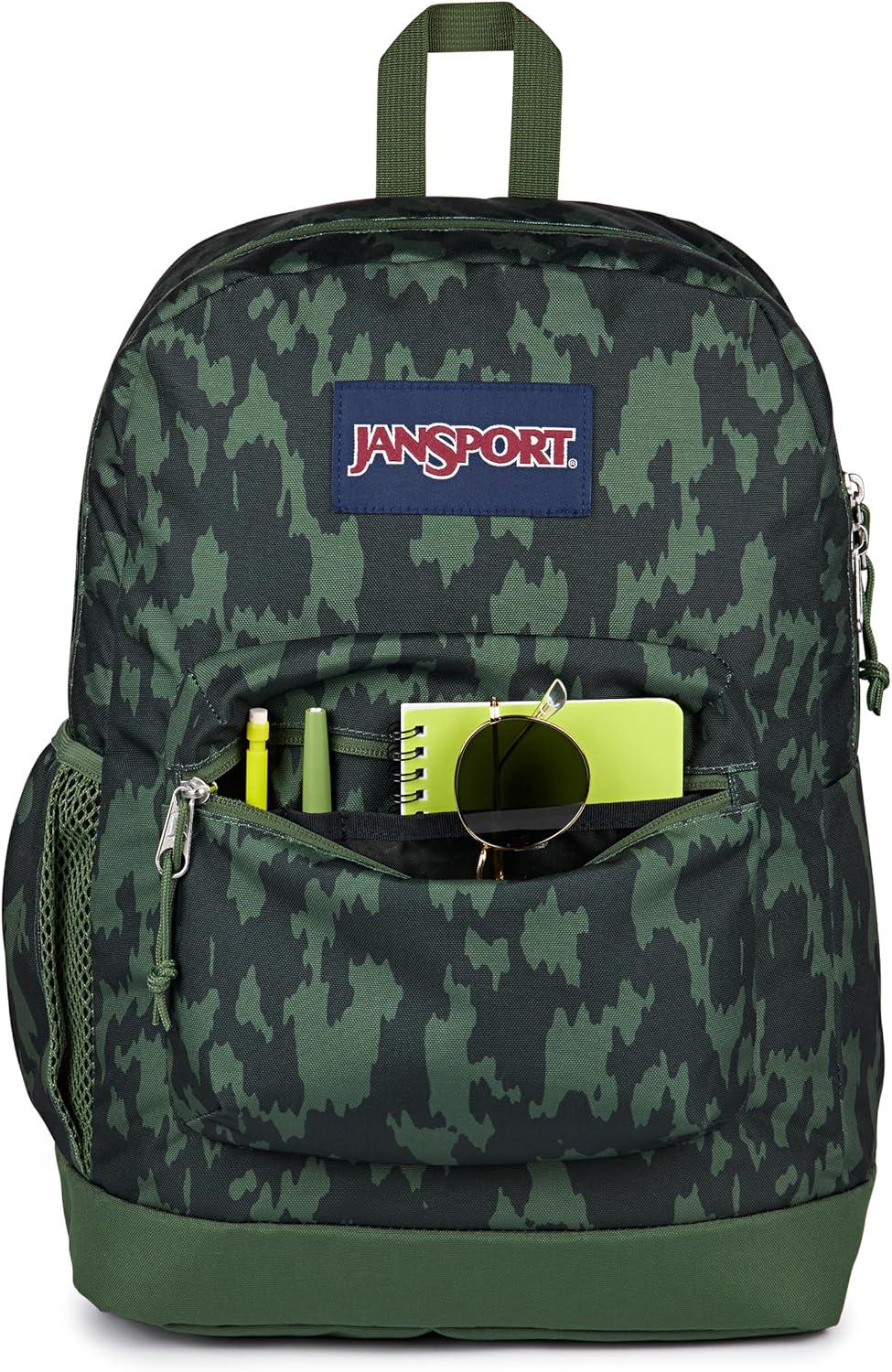 imageJanSport Cross Town Plus Backpack  Large Main Compartment Side Water Bottle Pocket 15Inch Padded Laptop Sleeve  BlackCamo Illusion