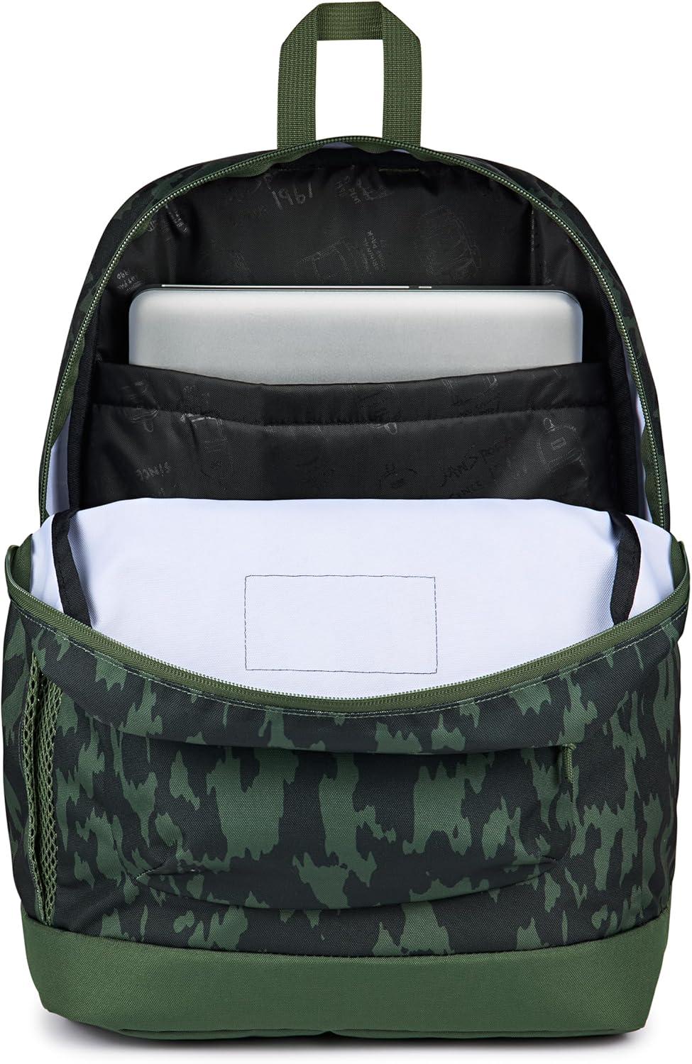 imageJanSport Cross Town Plus Backpack  Large Main Compartment Side Water Bottle Pocket 15Inch Padded Laptop Sleeve  BlackCamo Illusion