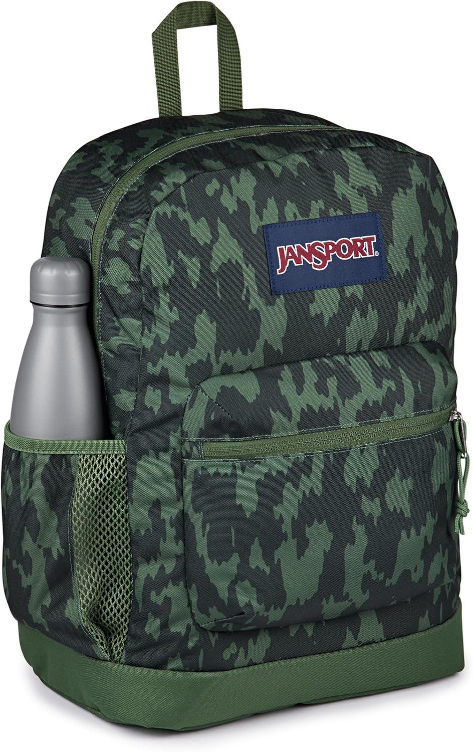 imageJanSport Cross Town Plus Backpack  Large Main Compartment Side Water Bottle Pocket 15Inch Padded Laptop Sleeve  BlackCamo Illusion