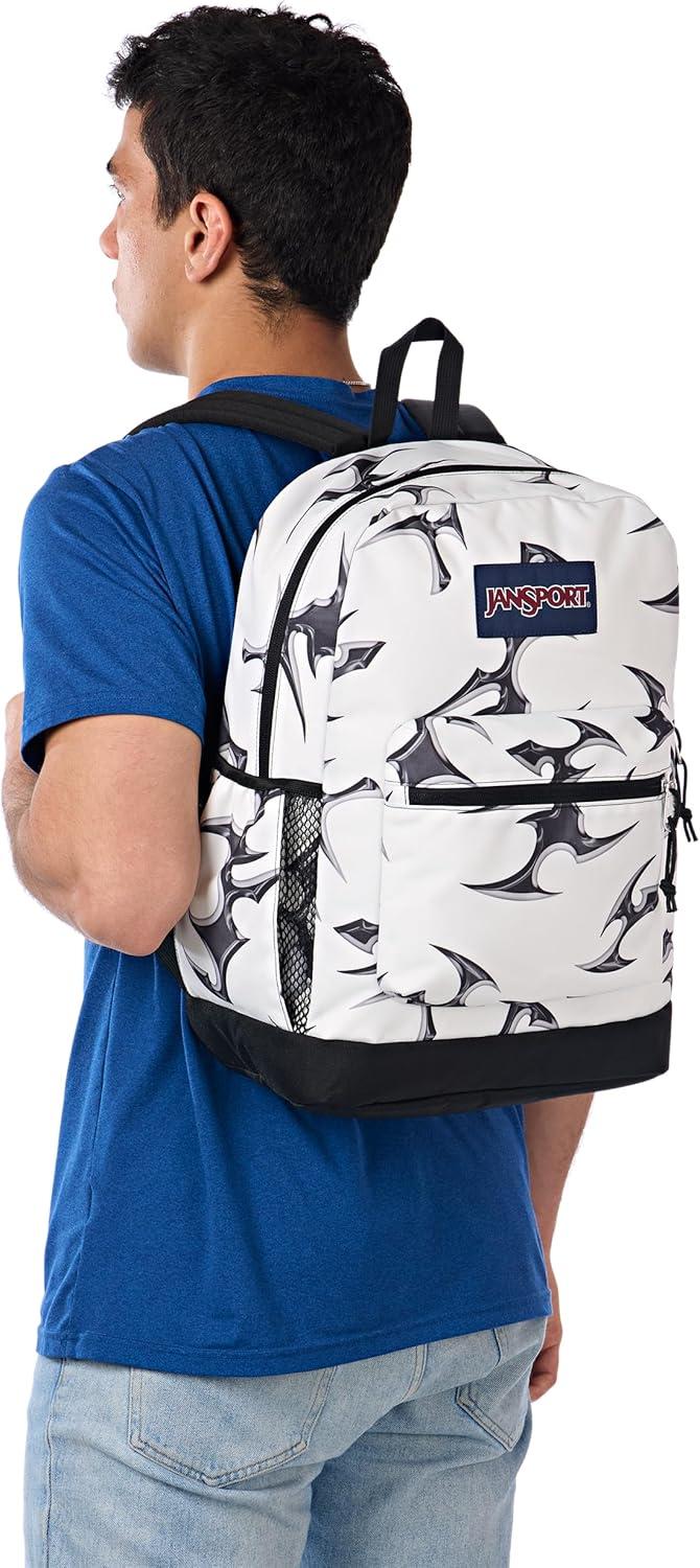 imageJanSport Cross Town Plus Backpack  Large Main Compartment Side Water Bottle Pocket 15Inch Padded Laptop Sleeve  BlackCyber Silver White