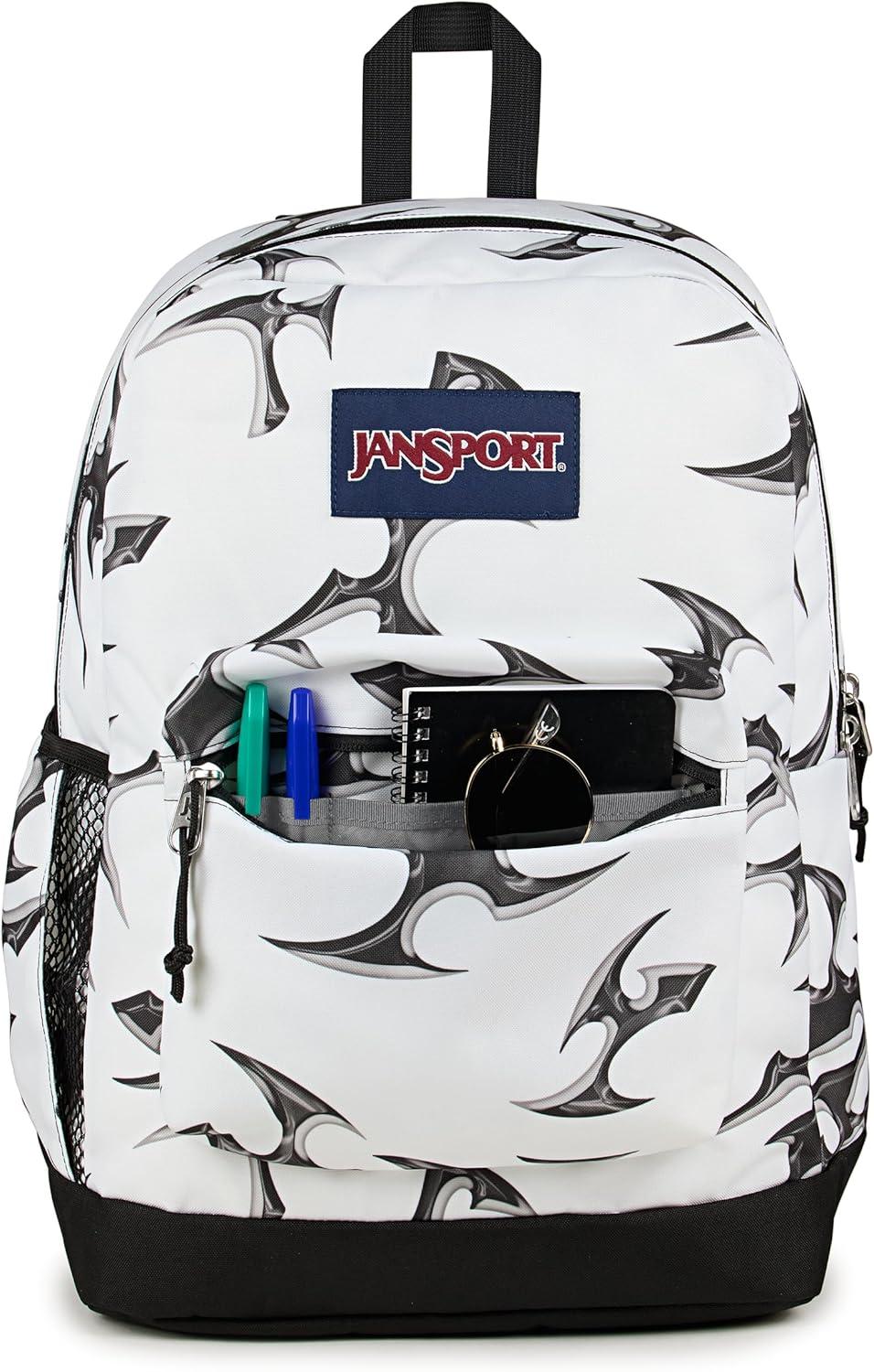 imageJanSport Cross Town Plus Backpack  Large Main Compartment Side Water Bottle Pocket 15Inch Padded Laptop Sleeve  BlackCyber Silver White