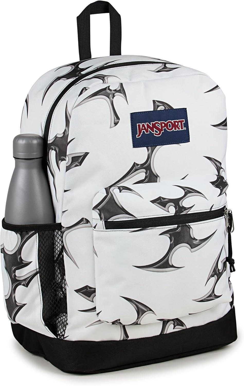 imageJanSport Cross Town Plus Backpack  Large Main Compartment Side Water Bottle Pocket 15Inch Padded Laptop Sleeve  BlackCyber Silver White