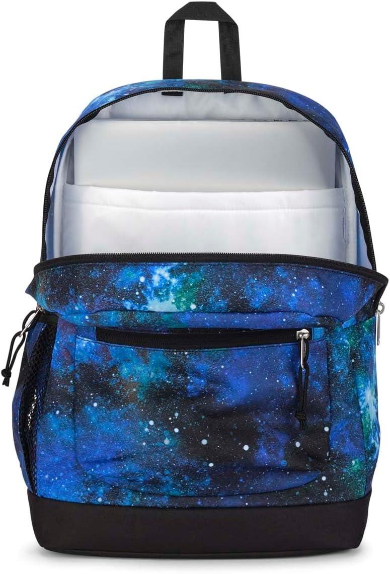 imageJanSport Cross Town Plus Backpack  Large Main Compartment Side Water Bottle Pocket 15Inch Padded Laptop Sleeve  BlackCyberspace Galaxy