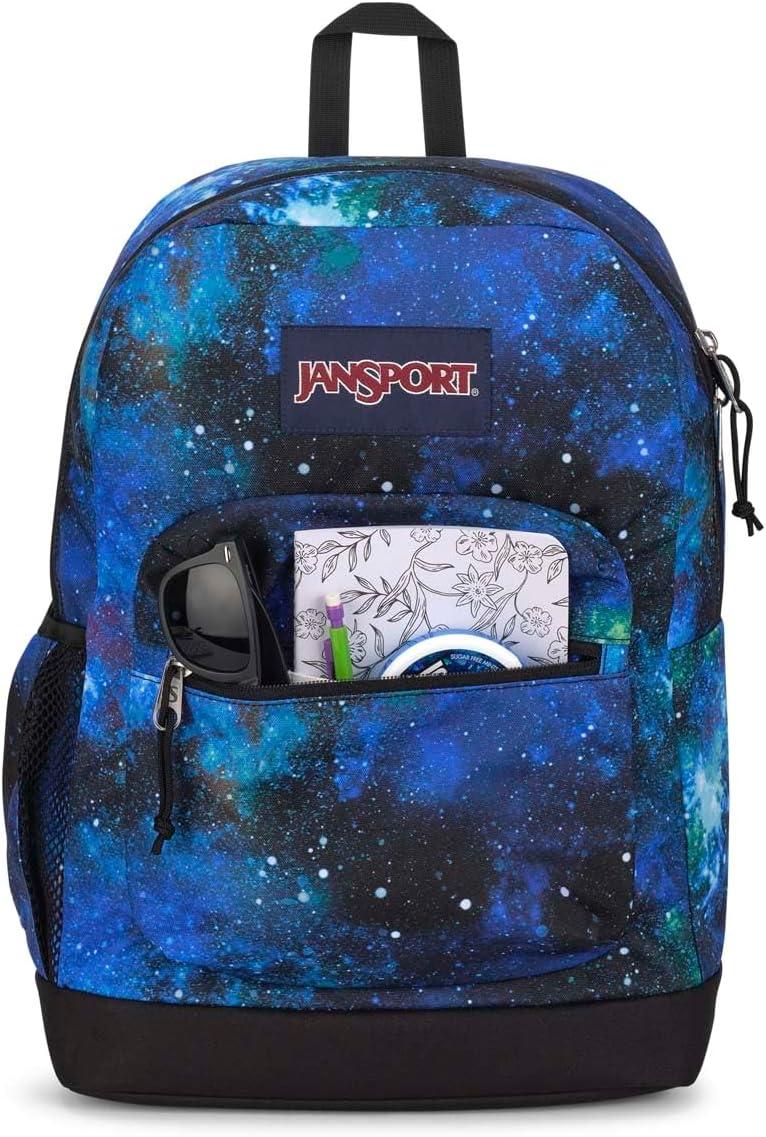 imageJanSport Cross Town Plus Backpack  Large Main Compartment Side Water Bottle Pocket 15Inch Padded Laptop Sleeve  BlackCyberspace Galaxy