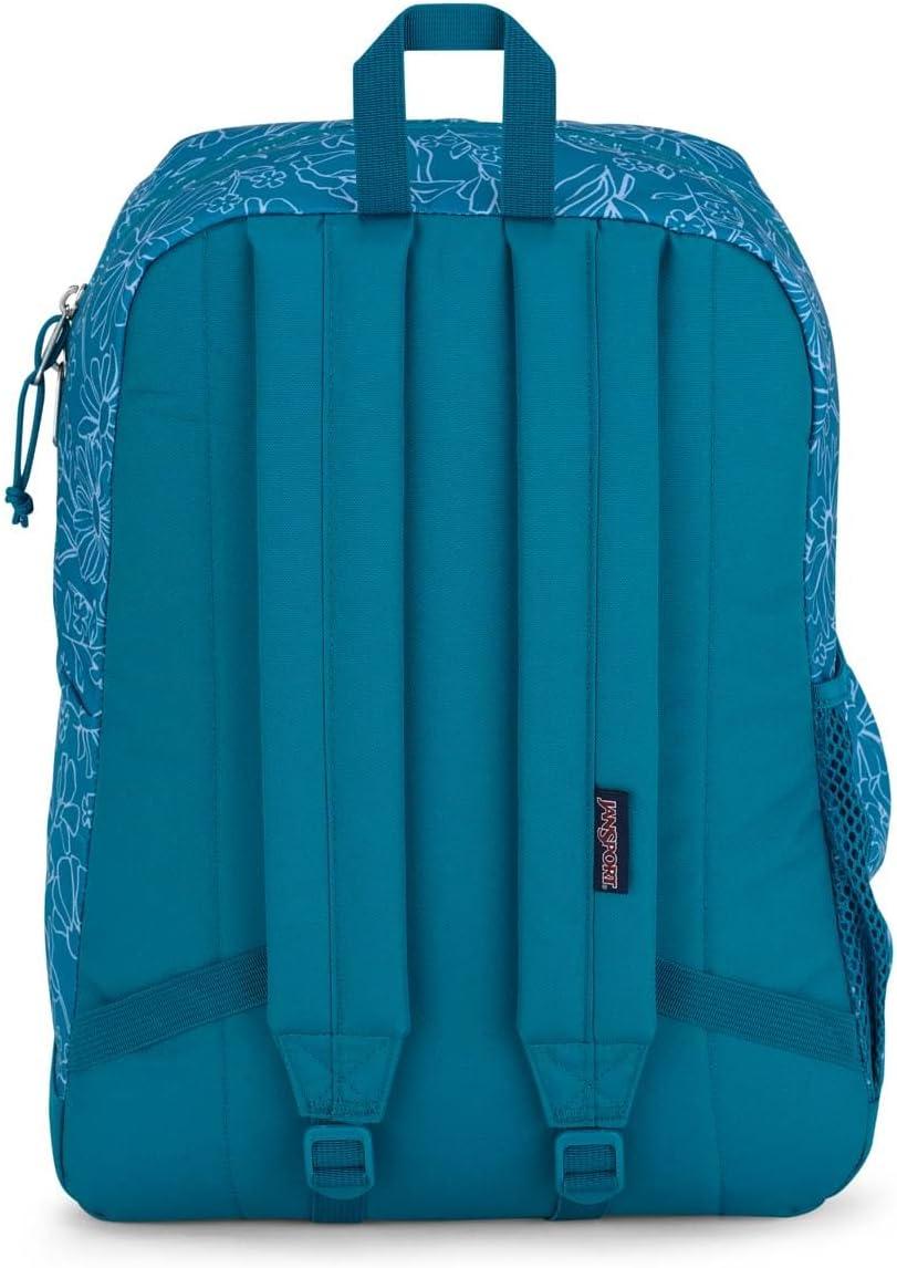 imageJanSport Cross Town Plus Backpack  Large Main Compartment Side Water Bottle Pocket 15Inch Padded Laptop Sleeve  BlackDelightful Daisies Green