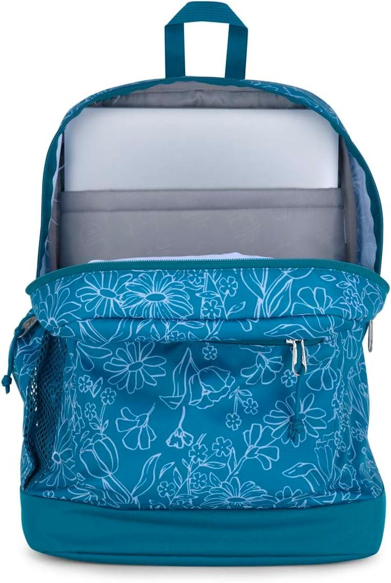 imageJanSport Cross Town Plus Backpack  Large Main Compartment Side Water Bottle Pocket 15Inch Padded Laptop Sleeve  BlackDelightful Daisies Green