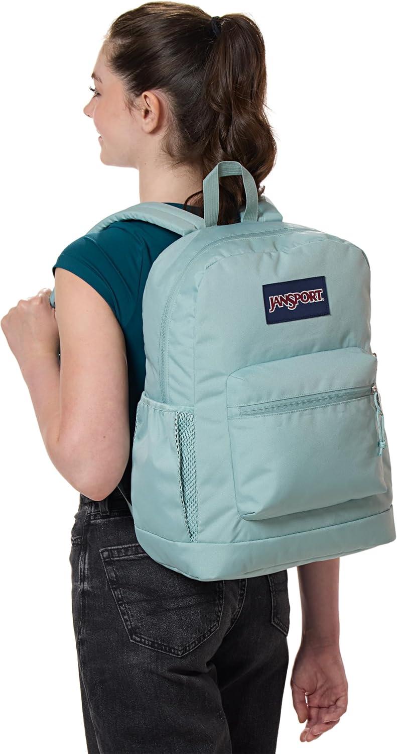 imageJanSport Cross Town Plus Backpack  Large Main Compartment Side Water Bottle Pocket 15Inch Padded Laptop Sleeve  BlackFaded Sage