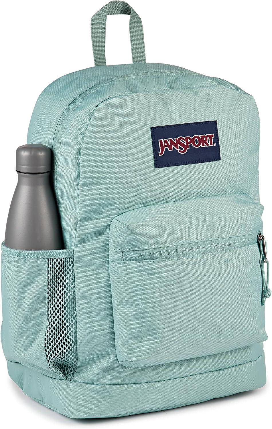 imageJanSport Cross Town Plus Backpack  Large Main Compartment Side Water Bottle Pocket 15Inch Padded Laptop Sleeve  BlackFaded Sage