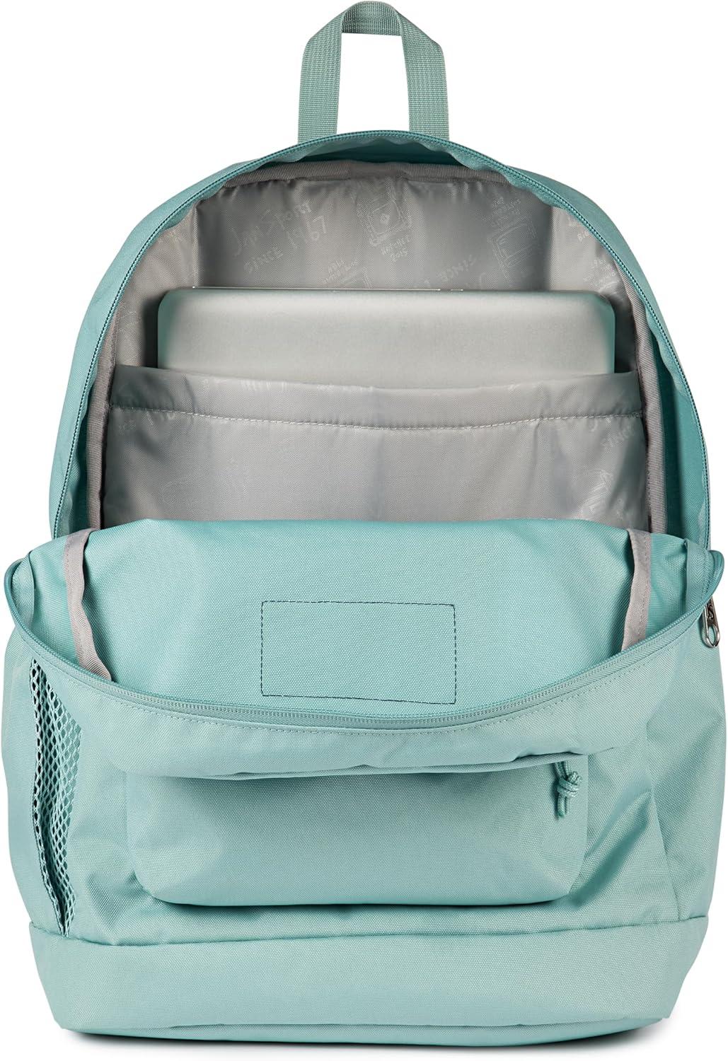 imageJanSport Cross Town Plus Backpack  Large Main Compartment Side Water Bottle Pocket 15Inch Padded Laptop Sleeve  BlackFaded Sage
