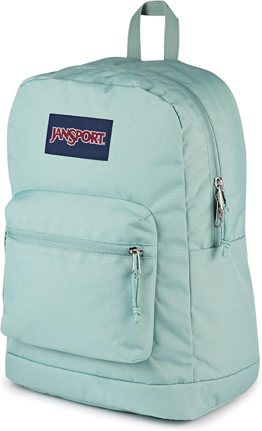 imageJanSport Cross Town Plus Backpack  Large Main Compartment Side Water Bottle Pocket 15Inch Padded Laptop Sleeve  BlackFaded Sage