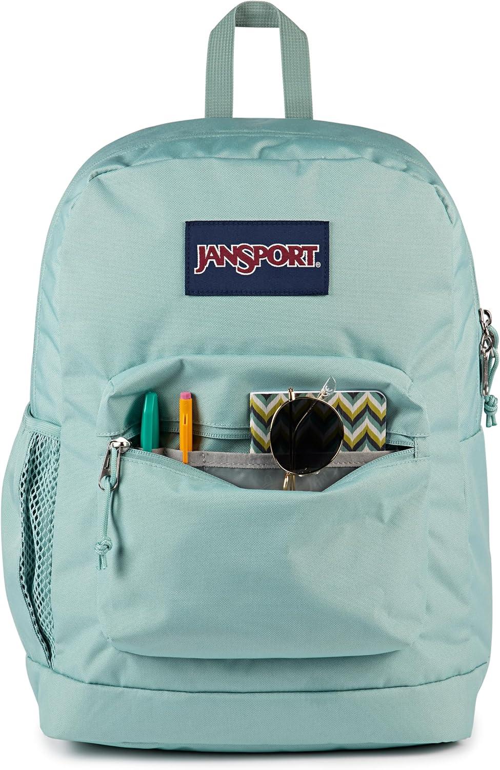 imageJanSport Cross Town Plus Backpack  Large Main Compartment Side Water Bottle Pocket 15Inch Padded Laptop Sleeve  BlackFaded Sage