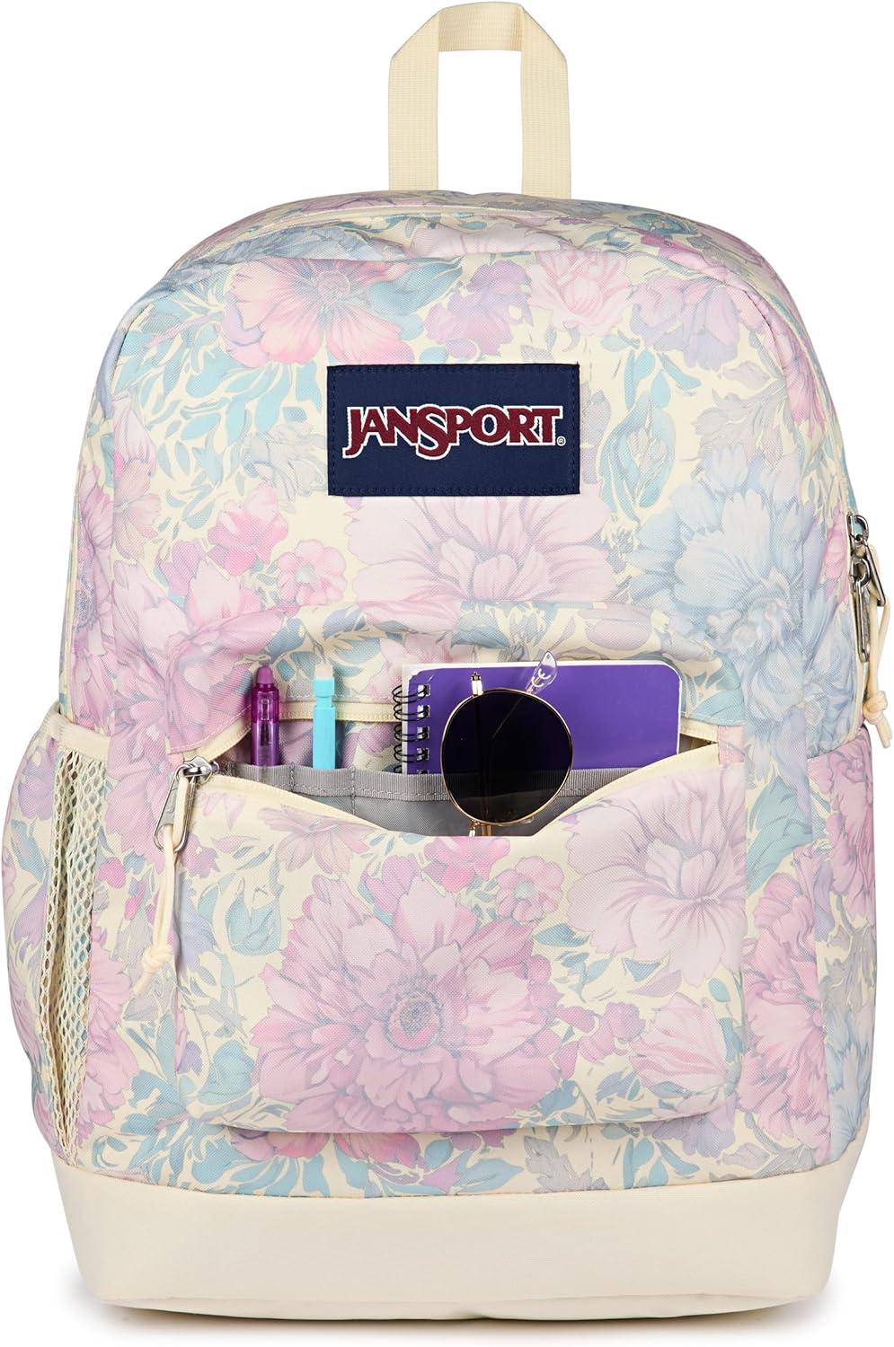 imageJanSport Cross Town Plus Backpack  Large Main Compartment Side Water Bottle Pocket 15Inch Padded Laptop Sleeve  BlackFaded Tapestry