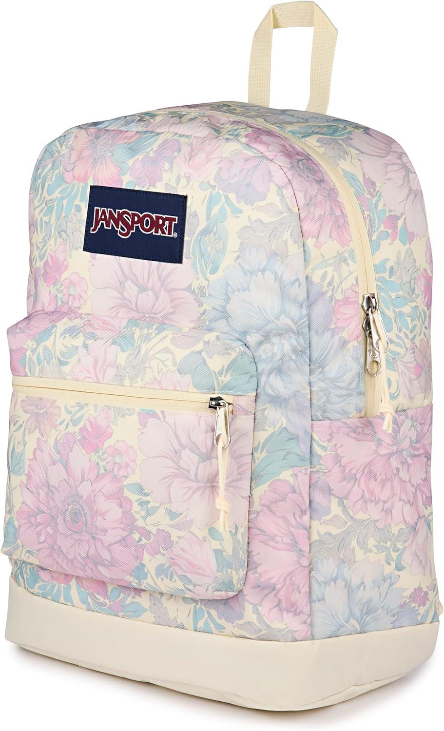 imageJanSport Cross Town Plus Backpack  Large Main Compartment Side Water Bottle Pocket 15Inch Padded Laptop Sleeve  BlackFaded Tapestry