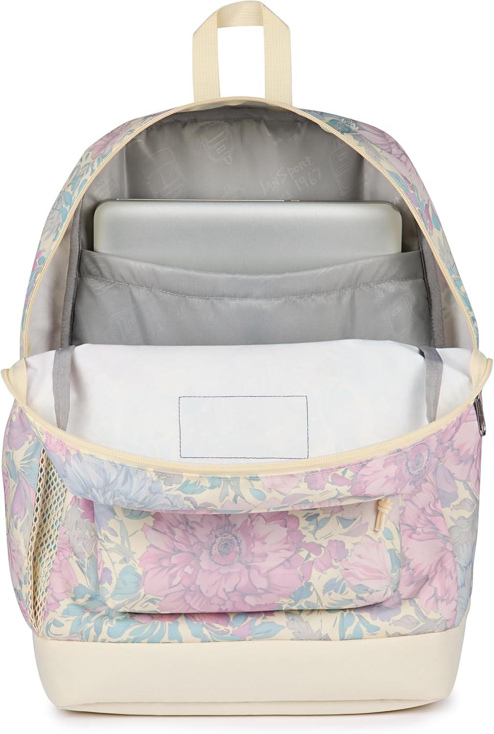 imageJanSport Cross Town Plus Backpack  Large Main Compartment Side Water Bottle Pocket 15Inch Padded Laptop Sleeve  BlackFaded Tapestry