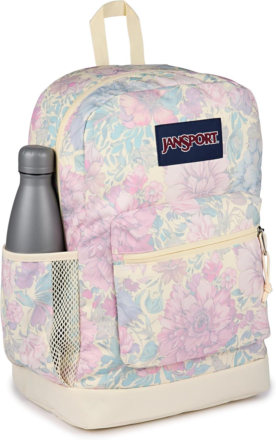 imageJanSport Cross Town Plus Backpack  Large Main Compartment Side Water Bottle Pocket 15Inch Padded Laptop Sleeve  BlackFaded Tapestry