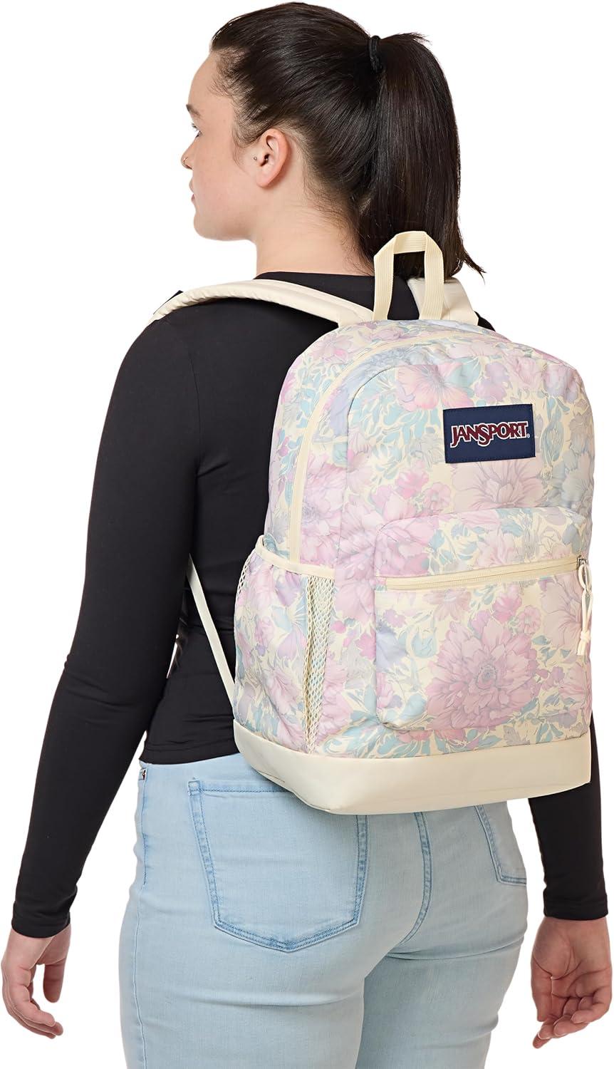 imageJanSport Cross Town Plus Backpack  Large Main Compartment Side Water Bottle Pocket 15Inch Padded Laptop Sleeve  BlackFaded Tapestry