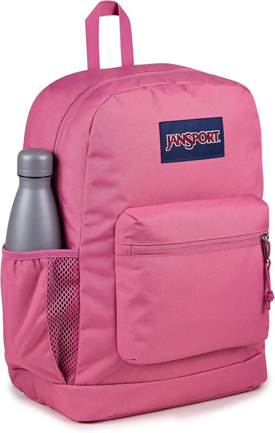 imageJanSport Cross Town Plus Backpack  Large Main Compartment Side Water Bottle Pocket 15Inch Padded Laptop Sleeve  BlackFlower Butterfly Lily