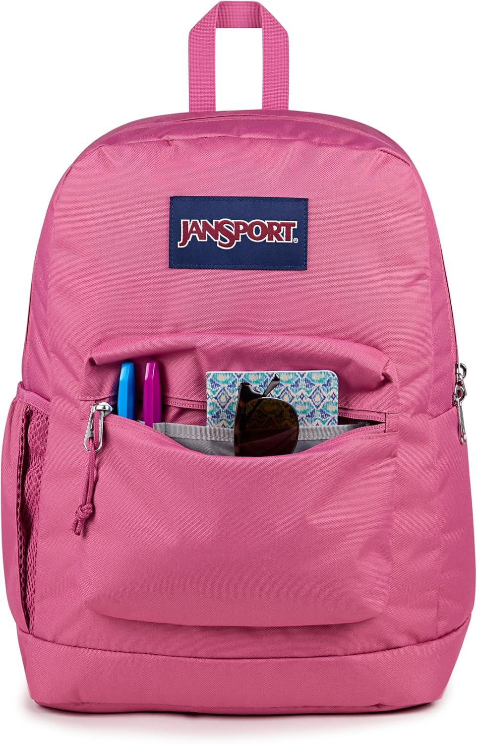 imageJanSport Cross Town Plus Backpack  Large Main Compartment Side Water Bottle Pocket 15Inch Padded Laptop Sleeve  BlackFlower Butterfly Lily