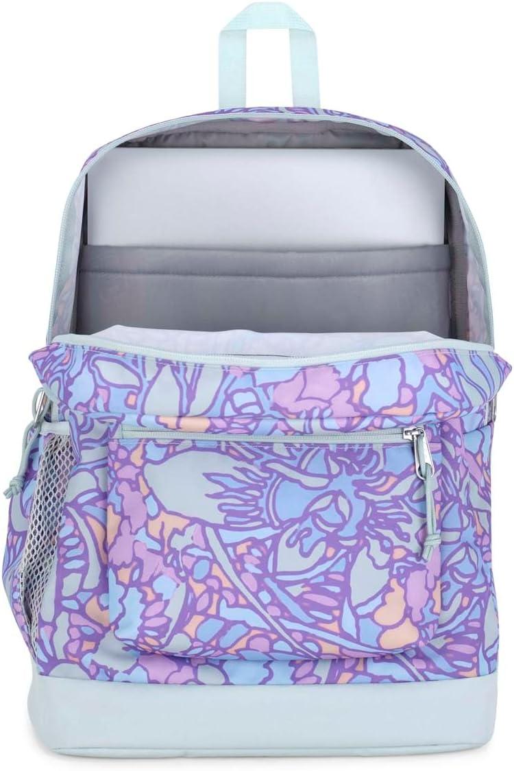 imageJanSport Cross Town Plus Backpack  Large Main Compartment Side Water Bottle Pocket 15Inch Padded Laptop Sleeve  BlackFluid Floral Pastel Lilac