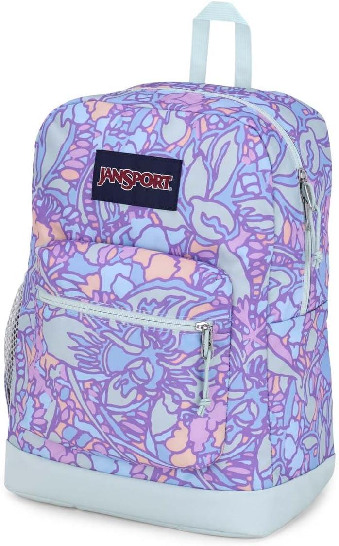 imageJanSport Cross Town Plus Backpack  Large Main Compartment Side Water Bottle Pocket 15Inch Padded Laptop Sleeve  BlackFluid Floral Pastel Lilac