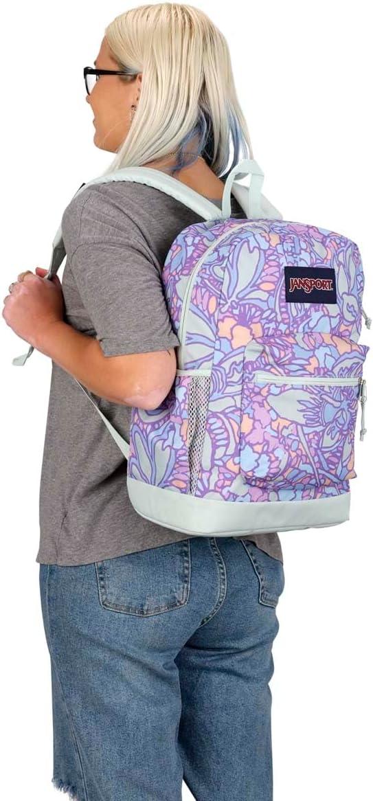 imageJanSport Cross Town Plus Backpack  Large Main Compartment Side Water Bottle Pocket 15Inch Padded Laptop Sleeve  BlackFluid Floral Pastel Lilac